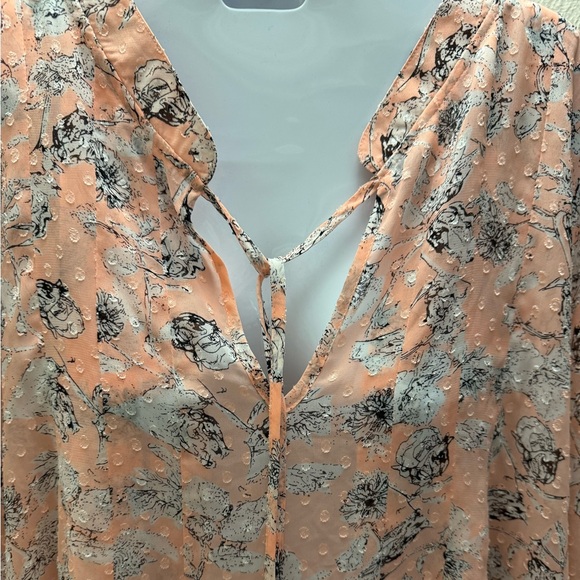 Avenue sheer blouse in peach with Swiss dot pattern, size 26/28 - Picture 2 of 9